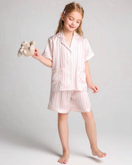 Striped Kids Silk Pajama Shorts Set