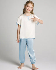 Girls Short Sleeve Silk Pajama Set