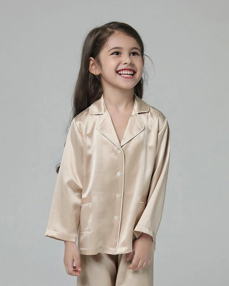 Classic Long Sleeve Kids Silk Pajama Set - DAISYSILK UK