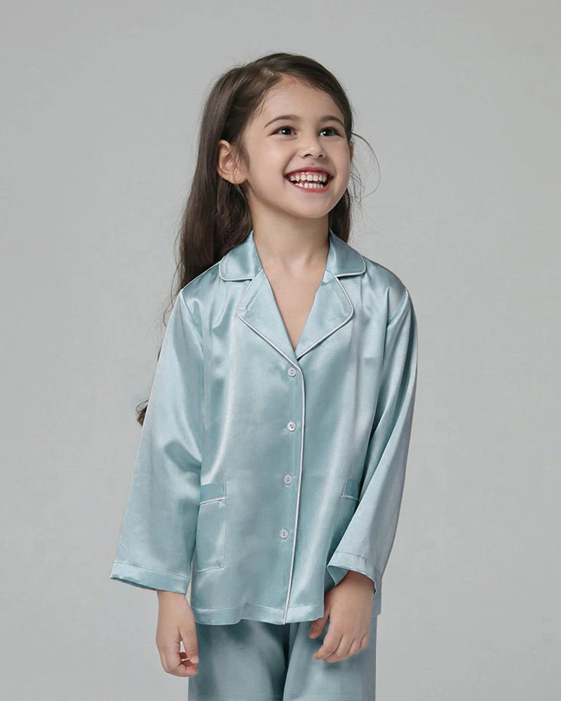 Classic Long Sleeve Kids Silk Pajama Set - DAISYSILK UK