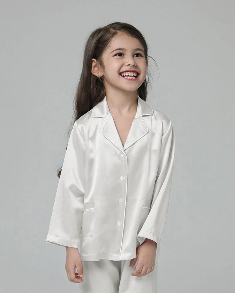 Classic Long Sleeve Kids Silk Pajama Set - DAISYSILK UK