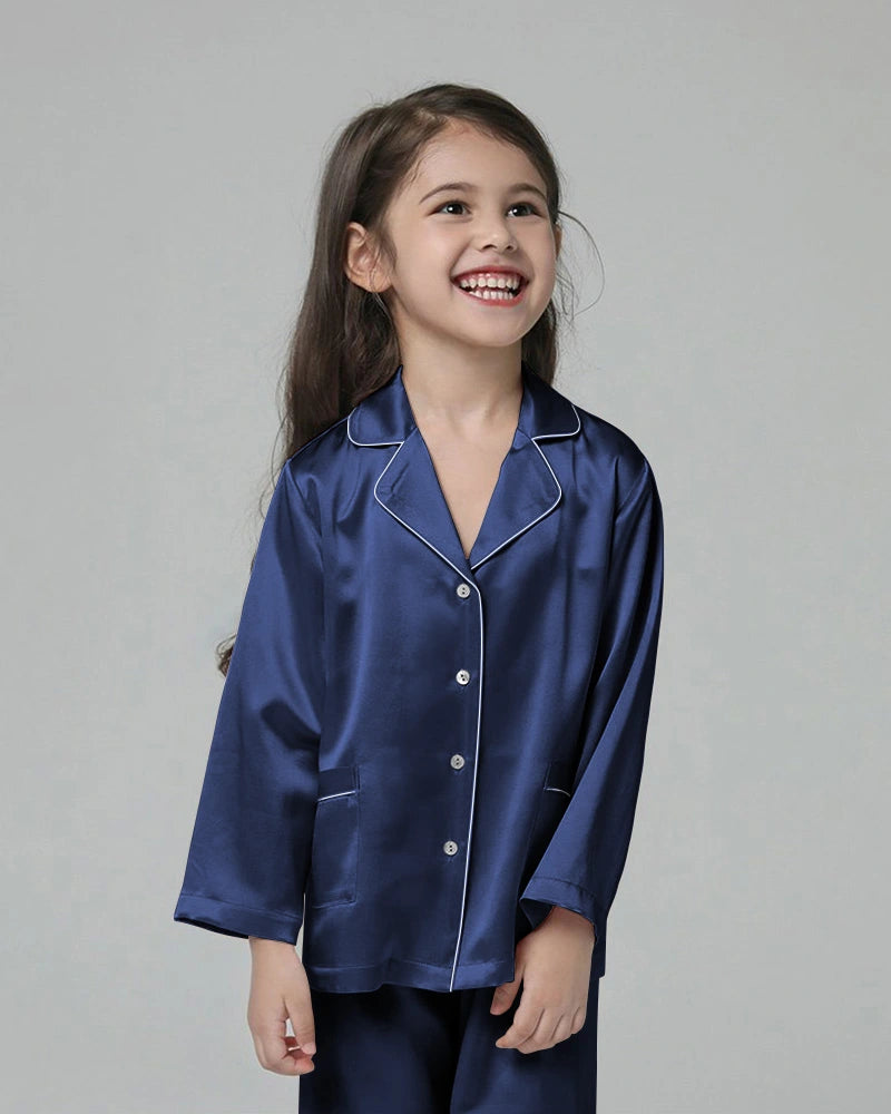 Classic Long Sleeve Kids Silk Pajama Set - DAISYSILK UK