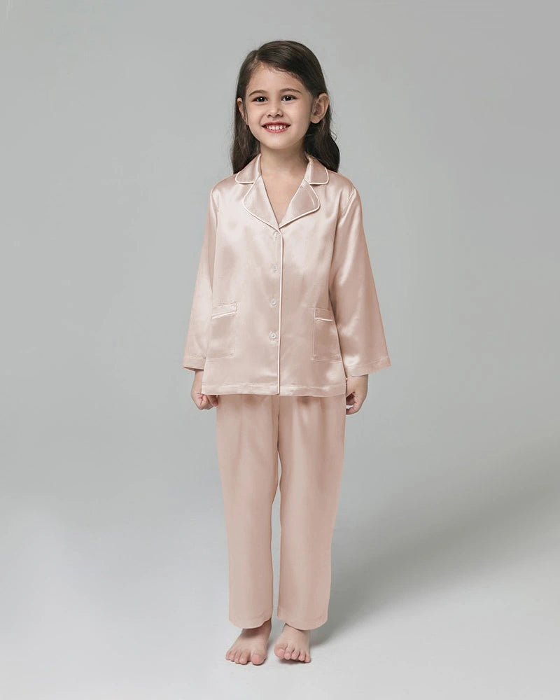 Classic Long Sleeve Kids Silk Pajama Set - DAISYSILK UK