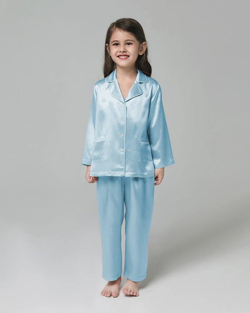 Classic Long Sleeve Kids Silk Pajama Set - DAISYSILK UK