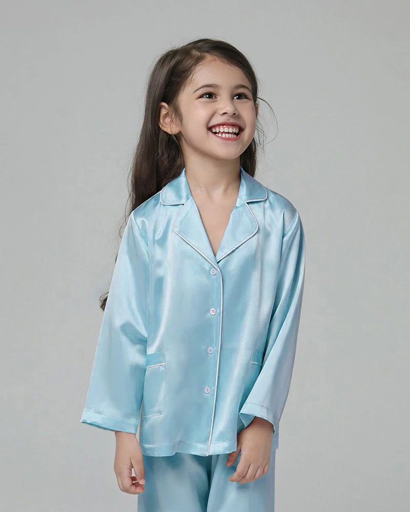 Classic Long Sleeve Kids Silk Pajama Set - DAISYSILK UK
