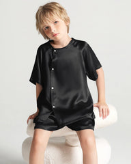 Kids Silk Pajamas Short Sleeve Shorts Set
