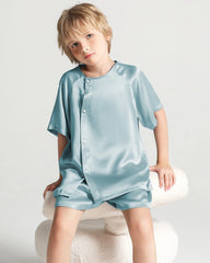 Kids Silk Pajamas Short Sleeve Shorts Set