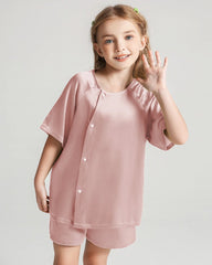 Kids Silk Pajamas Short Sleeve Shorts Set