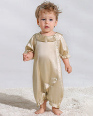 Luxury Silk Baby Romper with Button Closure