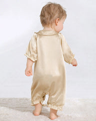 Luxury Silk Baby Romper with Button Closure