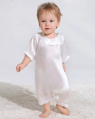 Luxury Silk Baby Romper with Button Closure