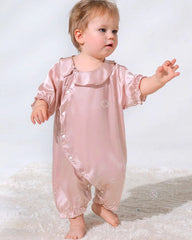 Luxury Silk Baby Romper with Button Closure