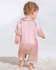 Luxury Silk Baby Romper with Button Closure