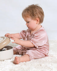 Luxury Silk Baby Romper with Button Closure