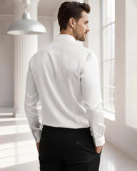 Classic Collar Silk Long Shirt For Men