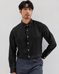 Luxury Mens Washable Silk Shirt Long Sleeve