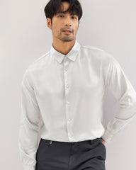 Luxury Mens Washable Silk Shirt Long Sleeve
