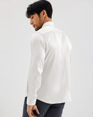 Luxury Mens Washable Silk Shirt Long Sleeve