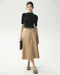 100% Merino Wool Mock Neck Short Sleeve Top