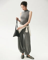 100% Merino Wool Sleeveless Mock Neck Top