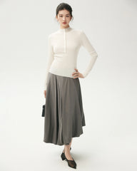 100% Merino Wool Ribbed Mock Neck Top