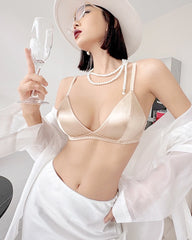 Silk Wireless Bra and V String Thong Set