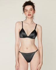Silk Wireless Bra and V String Thong Set