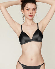 Silk Wireless Bra and V String Thong Set