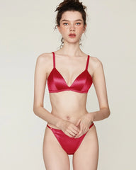 Silk Wireless Bra and V String Thong Set