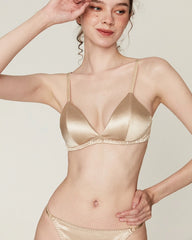 Silk Wireless Bra and V String Thong Set