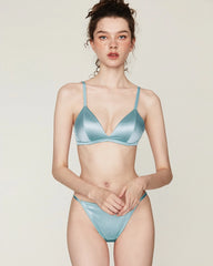 Silk Wireless Bra and V String Thong Set