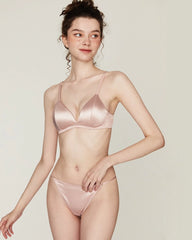 Silk Wireless Bra and V String Thong Set