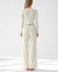 Silk Blend Jersey Long Sleeve Pajama Set