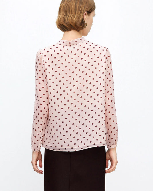 Polka Dot Silk Blouse with Side Tie