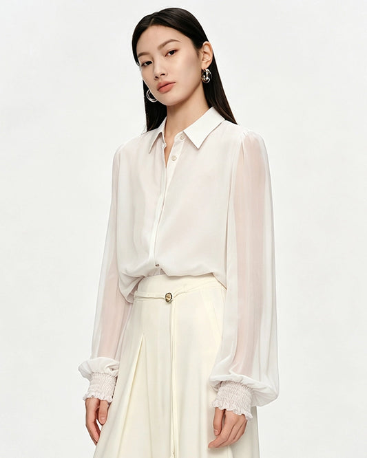 Silk Chiffon Layered Bodice Blouse