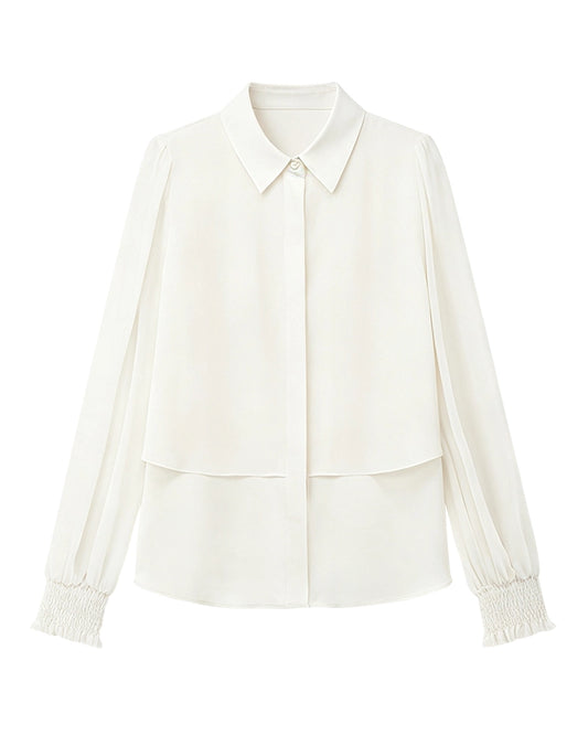 Silk Chiffon Layered Bodice Blouse