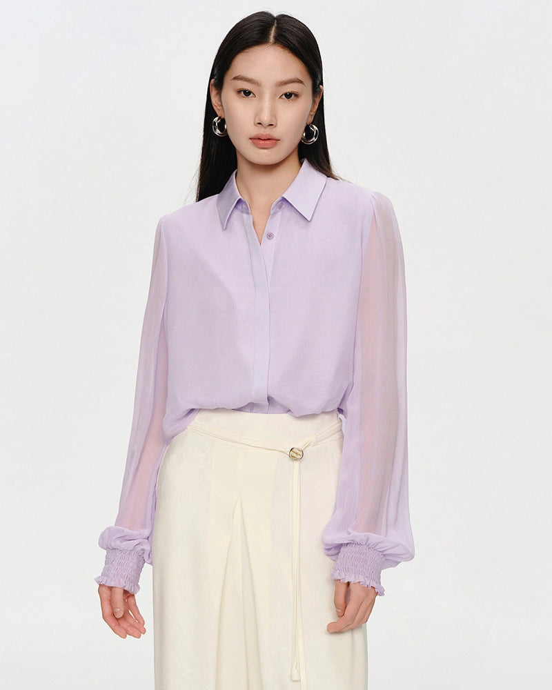 Silk Chiffon Layered Bodice Blouse