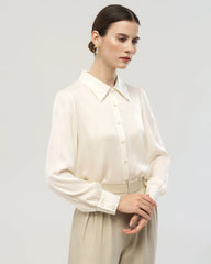 19 Momme Silk Ruffle Collar Long Sleeve Blouse