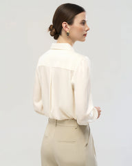 19 Momme Silk Ruffle Collar Long Sleeve Blouse