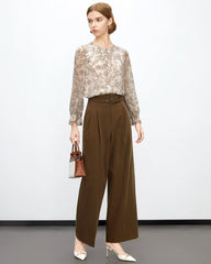 Rose Sketch Floral Silk Blouse