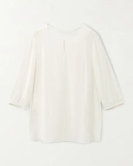 19 Momme Round Neck Silk Blouse 3/4 Sleeve
