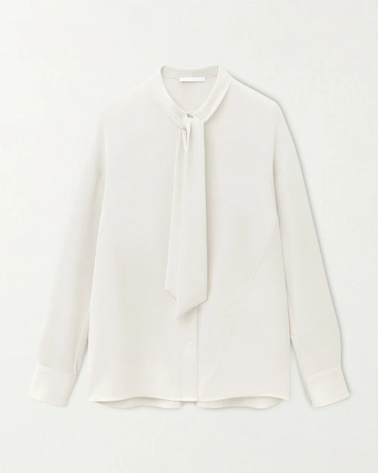 Silk Bow Tie Long Sleeve Blouse