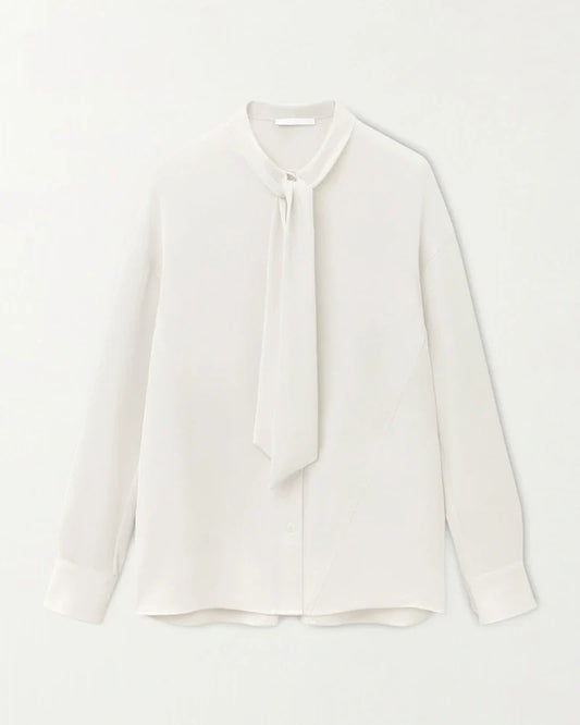 Silk Bow Tie Long Sleeve Blouse