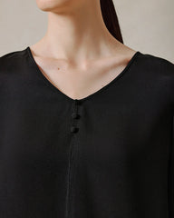 22 Momme V Neck Silk Blouse with 3/4 Sleeve