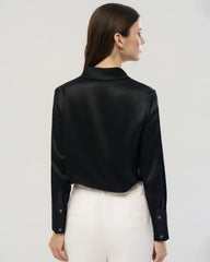 22 Momme Tie Neck Silk Long Sleeve Blouse