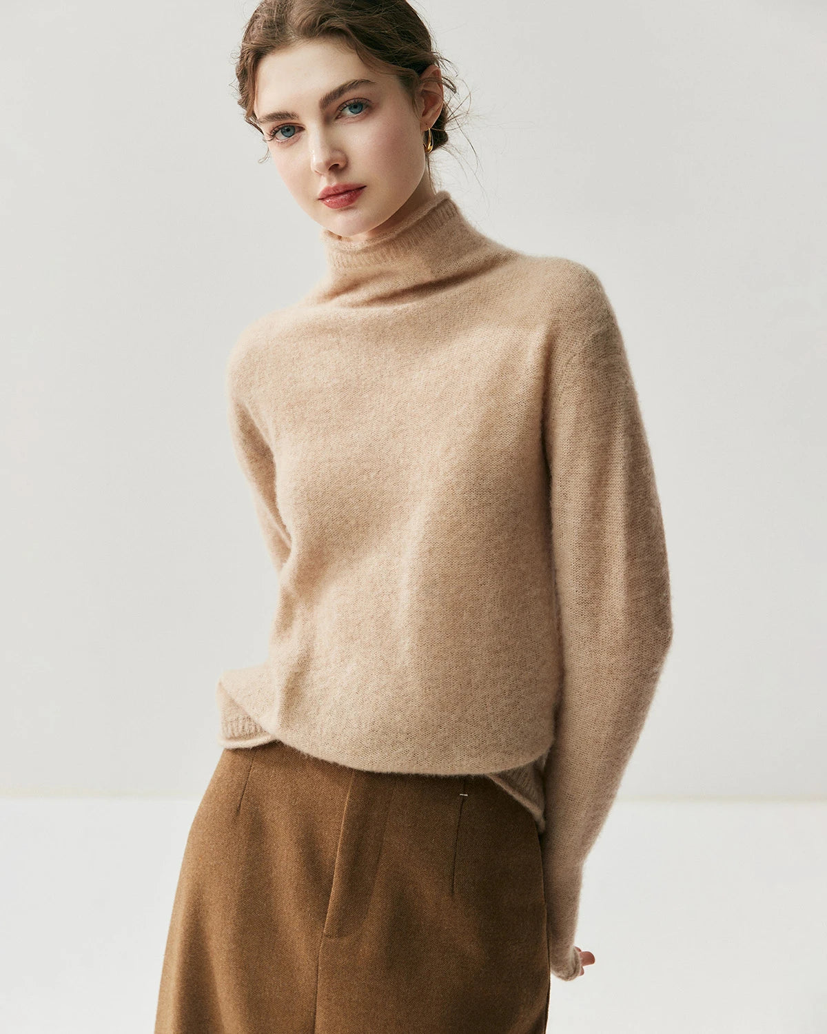 Silk-Cashmere Long Sleeve Turtleneck Sweater