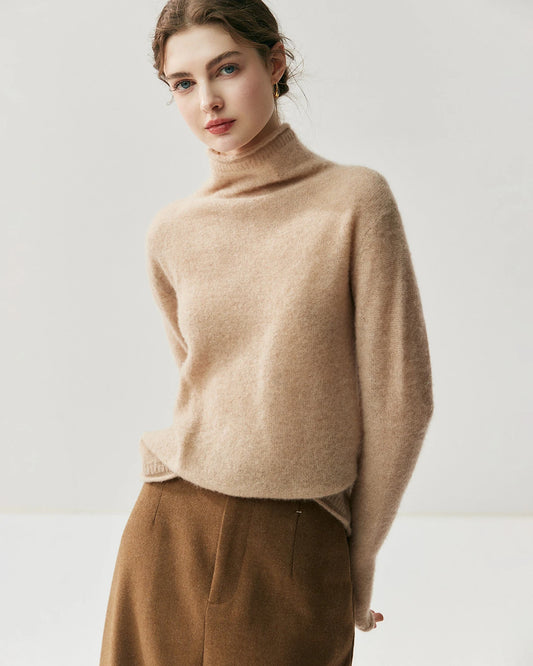 Silk-Cashmere Long Sleeve Turtleneck Sweater
