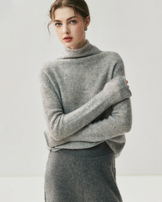 Silk-Cashmere Long Sleeve Turtleneck Sweater - DAISYSILK UK