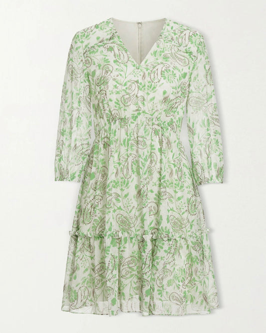 Spring Moss Paisley Silk Mini Dress