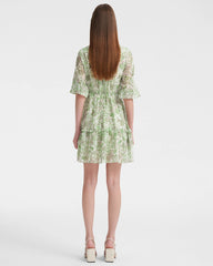 Spring Moss Paisley Silk Mini Dress